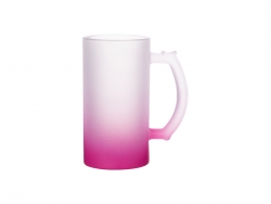 16oz Sublimation Glass Beer Mug Gradient Pink