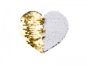 Flip Sequins Adhesive Black Base (Heart, Gold W/ White)