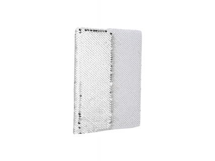 A5 Sequin Notebook (Silver W/ White)
