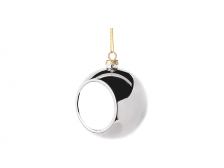8cm Plastic Christmas Ball Ornament (Silver)