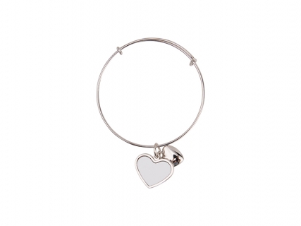 Adjustable Photo Bracelet W/ Round Insert (One Heart)