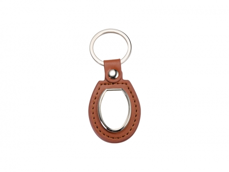 PU Key Chain(Oval, Brown)