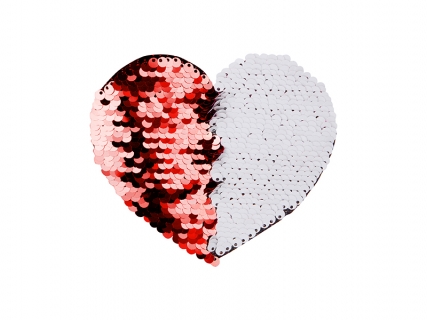 Flip Sequins Adhesive Black Base (Heart, Red W/ White)
