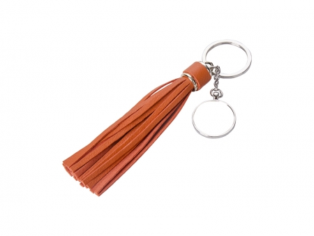 Round Keychain w/ Long Tassel(Red)