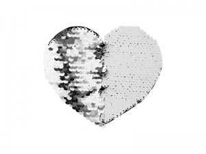 Flip Sequins Adhesive Black Base (Heart, Silver W/ White)