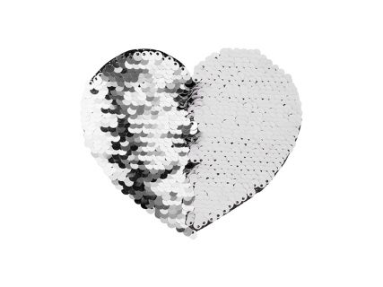 Flip Sequins Adhesive Black Base (Heart, Silver W/ White)