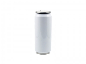 12oz/350ml Stainless Steel Coke Can with Straw (White)