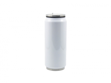 12oz/350ml Stainless Steel Coke Can with Straw (White)