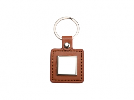 PU Key Chain(Square, Brown)