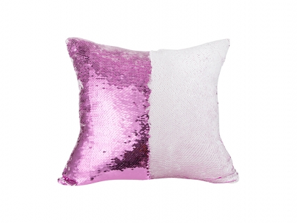 Flip Sequin Pillow Cover (White w/ Purple)