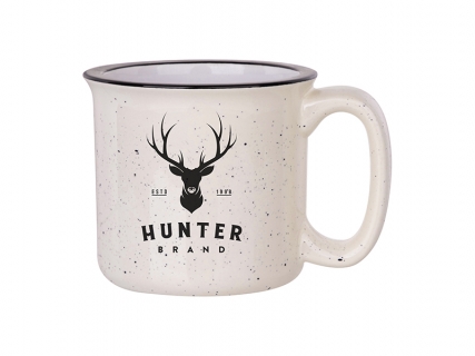 13oz / 400ml Ceramic Enamel Mug (Beige Pattern)
