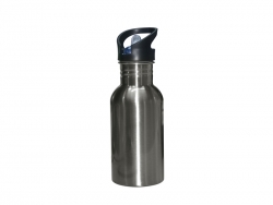 500ml Stainless Steel Water Bottle with Straw Top - Silver
