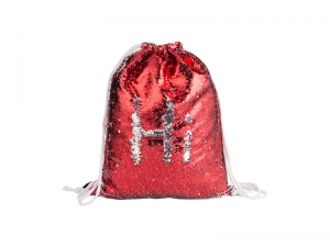 Sequin Drawstring Backpack (Red/Silver, 36*45cm)