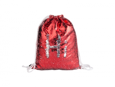 Sequin Drawstring Backpack (Red/Silver, 36*45cm)