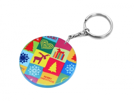 60mm Thick Round Plastic Keychain(Color Edge)