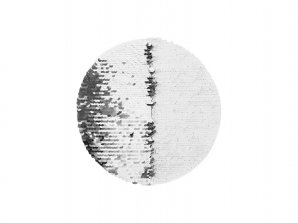 φ19cm Flip Sequins Adhesive White Base(Round, Silver w/ White)