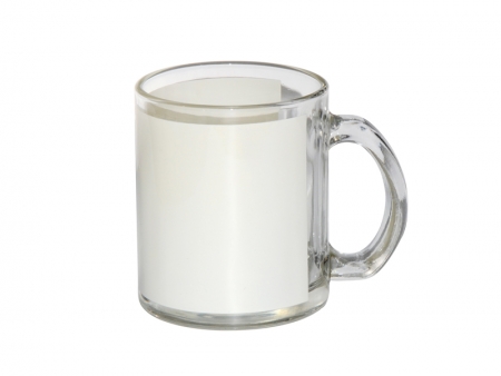 11oz Glass mug - with White Patch