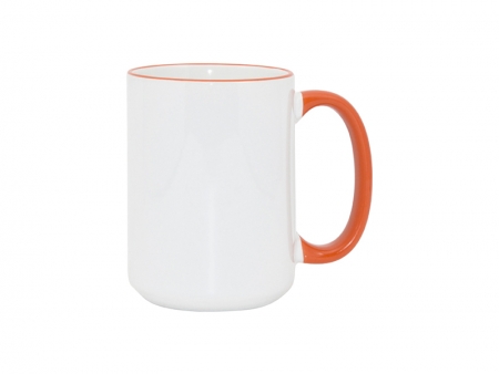 15oz Rim/Handle Mugs - Orange