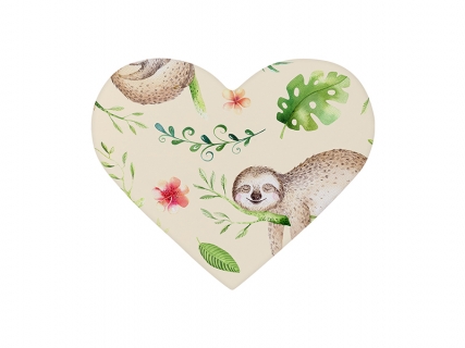 9*11cm Heart Ceramic Coaster w/ Cork (Frosted)