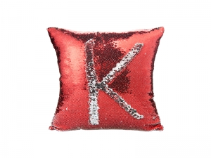 Flip Sequin Pillow Cover (Red w/ Silver)