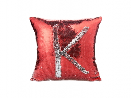 Flip Sequin Pillow Cover (Red w/ Silver)
