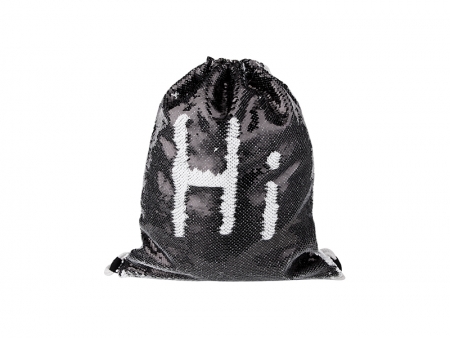 Sequin Drawstring Backpack (Black/White, 36*45cm)