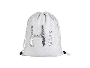 Sequin Drawstring Backpack (White/Silver, 36*45cm)