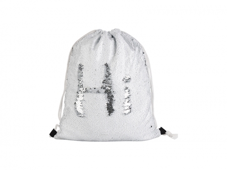Sequin Drawstring Backpack (White/Silver, 36*45cm)
