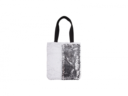 Sequin Double Layer Tote Bag (White/Silver)