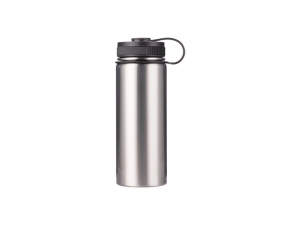 18oz/550ml Stainless Steel Flask w/ Portable Lid (Silver)