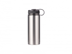 18oz/550ml Stainless Steel Flask w/ Portable Lid (Silver)
