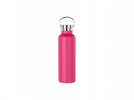 750ml/25oz Portable Bamboo Lid Powder Coated Stainless Steel Bottle (Purple Red)