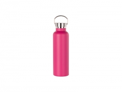 750ml/25oz Portable Bamboo Lid Powder Coated Stainless Steel Bottle (Purple Red)