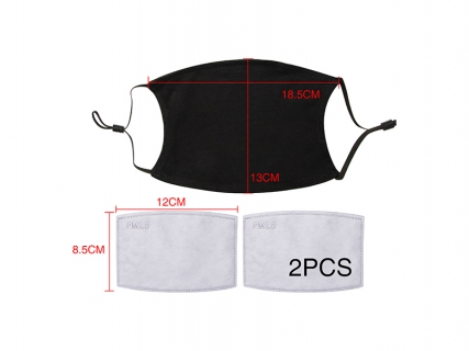 13*17.8cm Full Cotton Face Mask with Filter (Black)