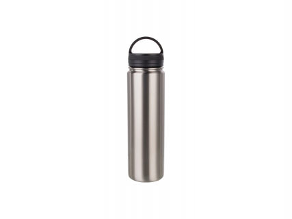 25oz/750ml Stainless Steel Flask w/ Portable Lid (Silver)