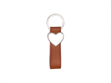 Strip PU Key Chain(Heart, Brown)