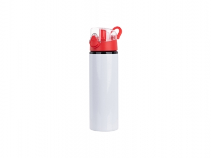 750ml Alu water bottle with Red cap (White) MOQ: 2000