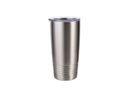 20oz Stainless Steel Tumbler with Ringneck Grip (Silver)
