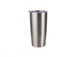 20oz Stainless Steel Tumbler with Ringneck Grip (Silver)