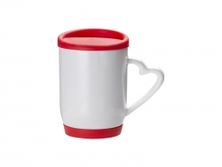 12oz/360ml Ceramic Mug w/ Silicon Lid and Base (Red)