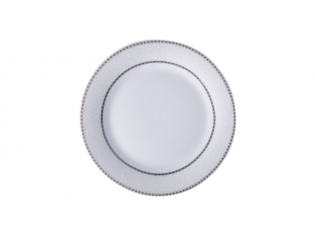 8&quot; Rim Plate w/ Silver Rim and Pattern