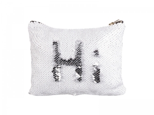 Sequin Makeup Bag / Pencil Case (White/Silver, 16.5*20.5cm)