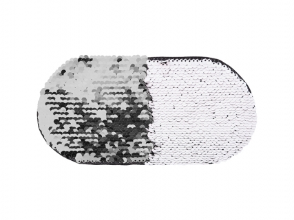 Flip Sequins Adhesive (Oval, Silver W/ White)