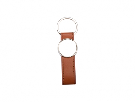 Strip PU Key Chain(Round, Brown)