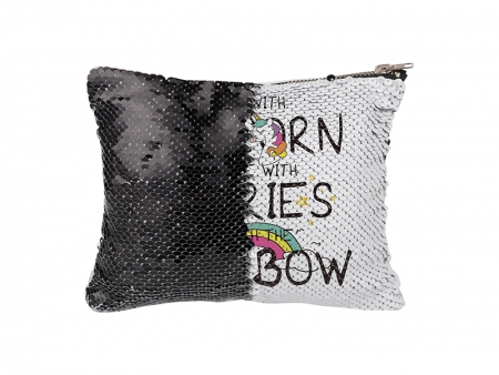 Sequin Makeup Bag / Pencil Case (Black/White, 16.5*20.5cm)