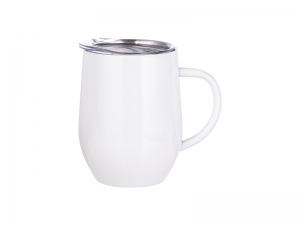 12oz/360ml Stainless Steel Stemless Wine Cup with Handle (White)