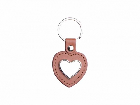 PU Key Chain(Heart, Brown)