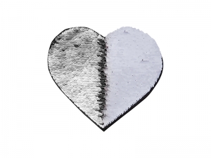 Flip Sequins Adhesive (Heart, Silver W/ White)
