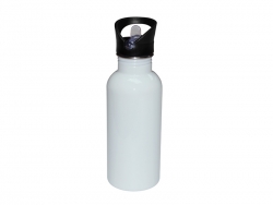 600ml Stainless Steel Water Bottle with Straw Top - White