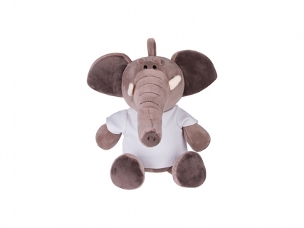 22cm Plush Elephant w/ Shirt (Dark Brown)